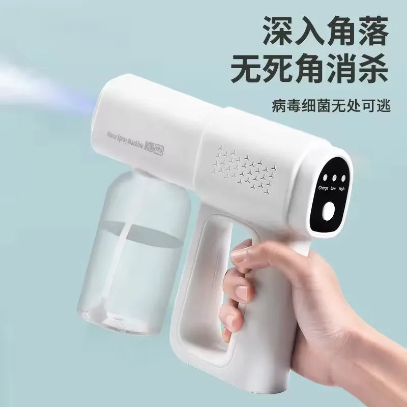 Blue Light Nano Hairspray 300ML USB Rechargeable Barber Sprayer Bottle Wireless Steam Gun for Grooming & Styling Tools