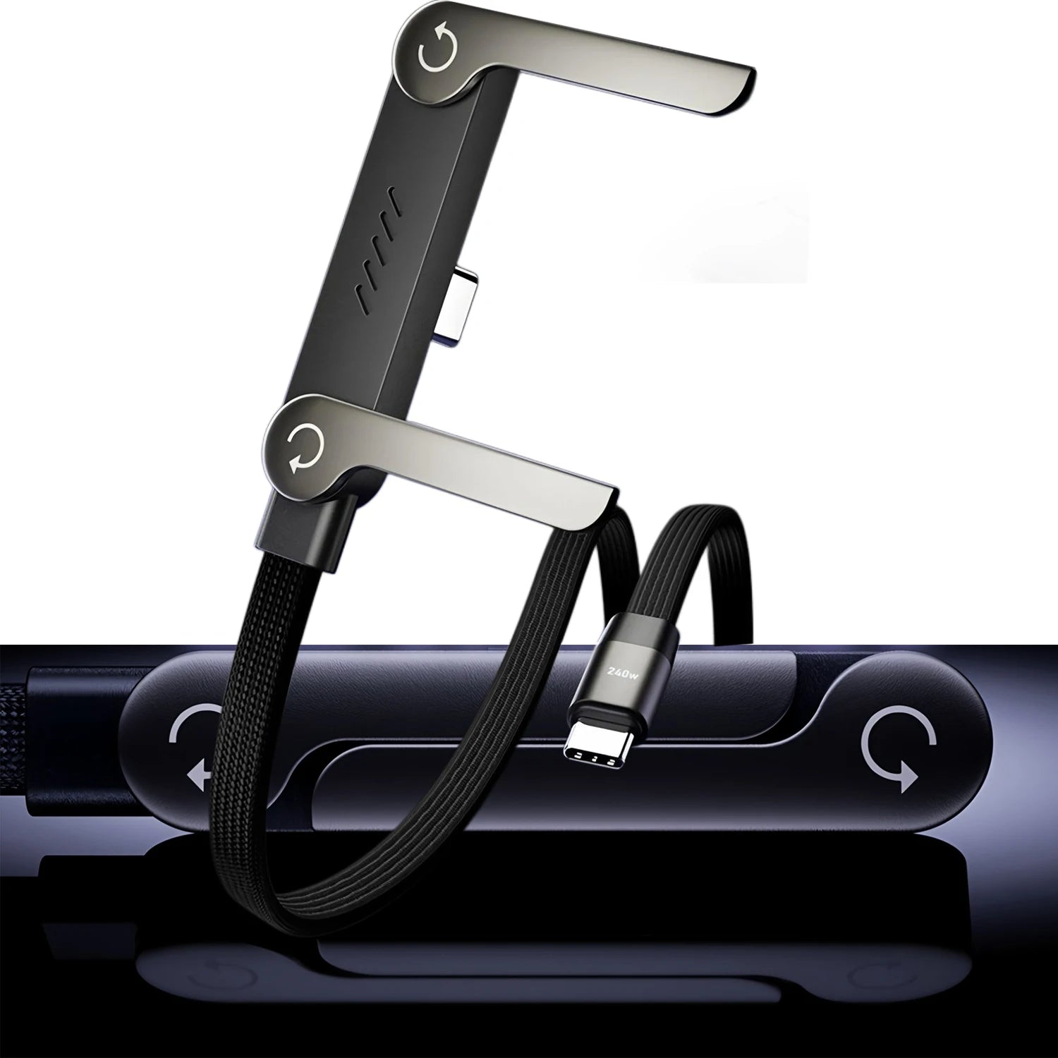 240W Fast Charging Foldable Bracket Data Cable PD Data Wire Foldable Phone Tablet Stand Type-C to Type-C /PD to Type-C Holder