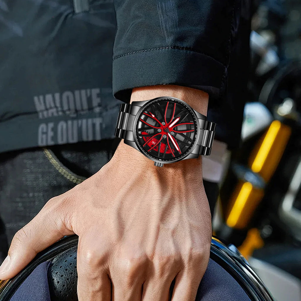 LIGE Wheel Men's Luxury Watch Waterproof Rotary Sport Car Rim Man Watch High Quality Fashion Quartz Men's Watches+Box