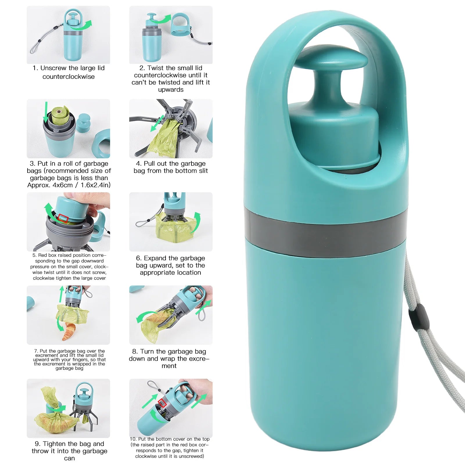 Portable Pet Waste Picker Dog Claw Poop Scooper Easy Cleaning Safe Simple  Lightweight with Bag Dispenser for Outdoor
