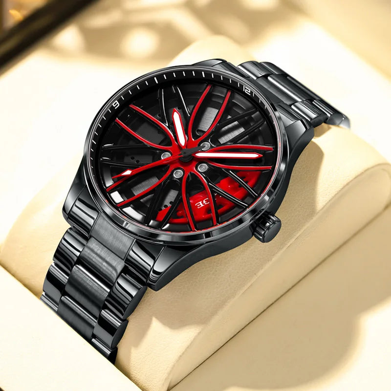 LIGE Wheel Men's Luxury Watch Waterproof Rotary Sport Car Rim Man Watch High Quality Fashion Quartz Men's Watches+Box
