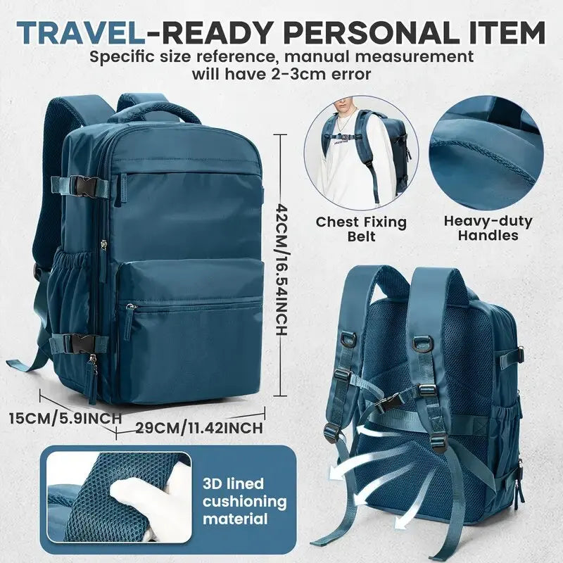 Vacuum backpack with pump for travel, air compression vacuum system, boarding, carry on luggage, and strong sealed airbags for t