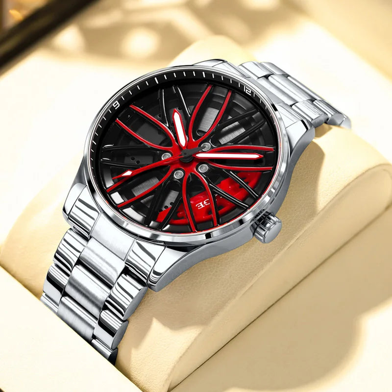LIGE Wheel Men's Luxury Watch Waterproof Rotary Sport Car Rim Man Watch High Quality Fashion Quartz Men's Watches+Box