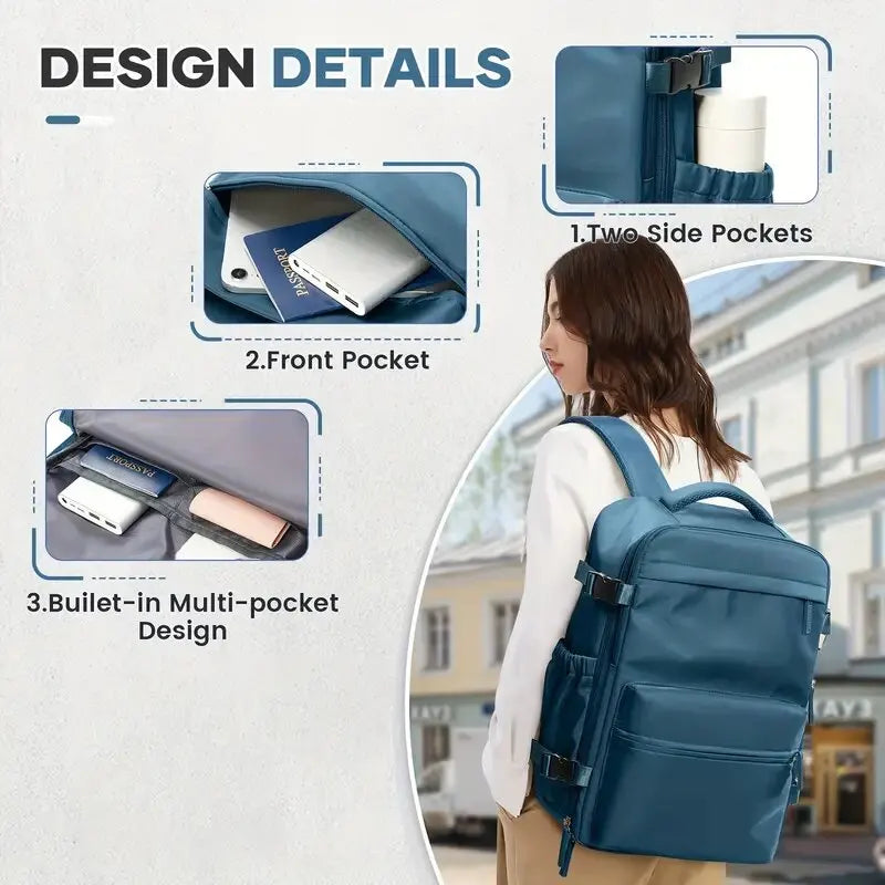 Vacuum backpack with pump for travel, air compression vacuum system, boarding, carry on luggage, and strong sealed airbags for t