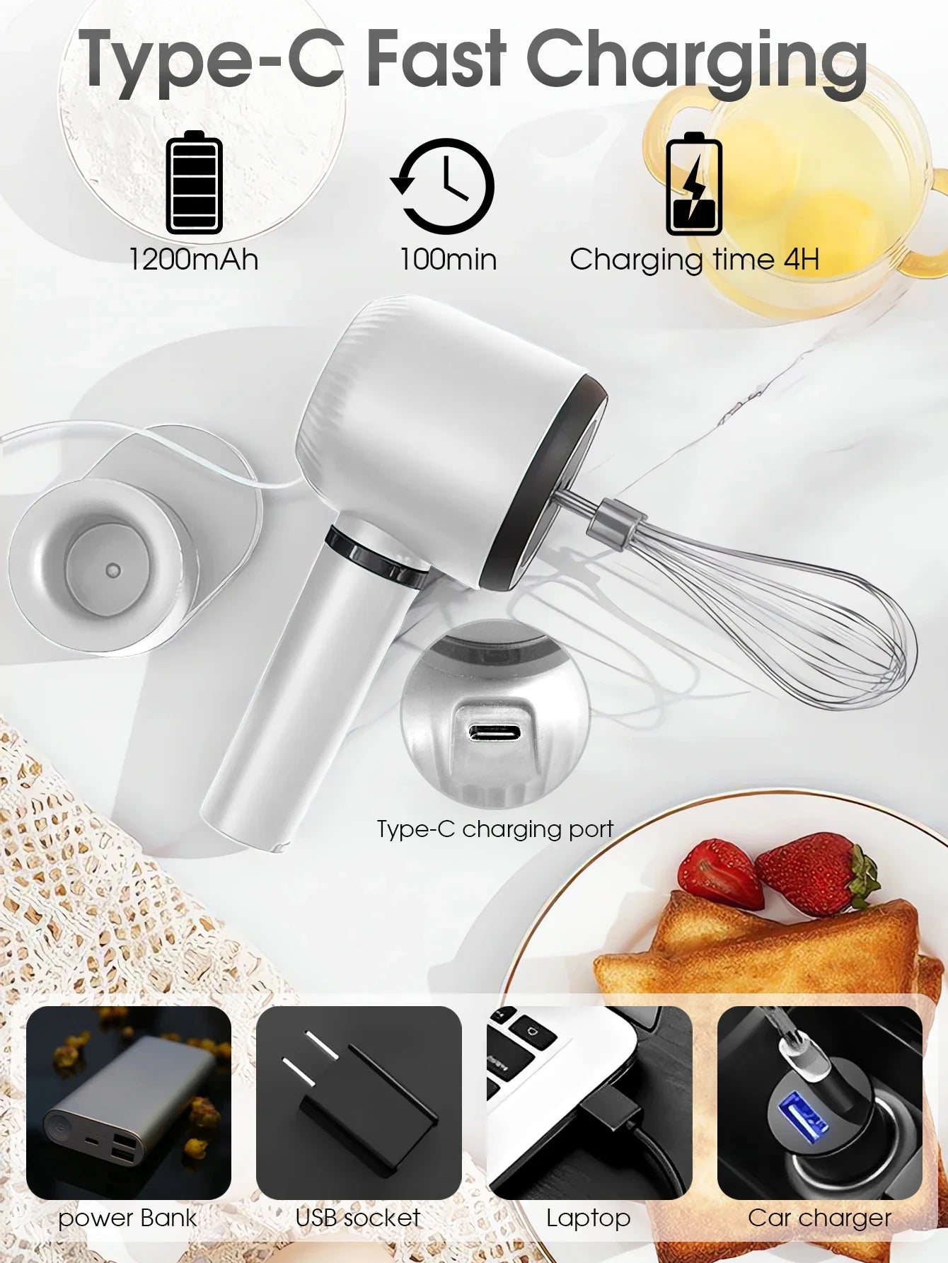 Portable Blender Mixer Kitchen Tools Hand Mixer Electric Food processors set milk frother Egg Beater Cake Baking kneading mixer